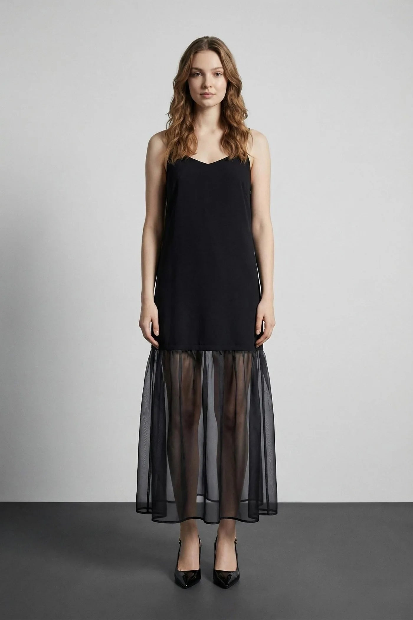 midnight sheer dress SHEER MIDNIGHT STORY WOVEN MIDI DRESS l FLYING TOMATO Black / M