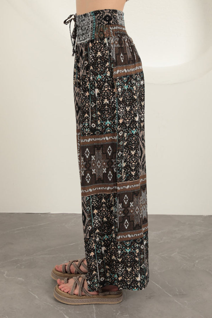 Wide-Leg Pants with Tribal Print - 9Teen Boutique