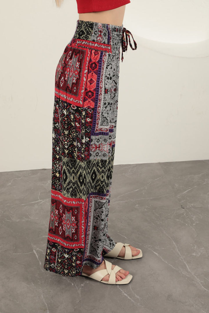 Patchwork Print High-Waisted Palazzo Pants - 9Teen Boutique