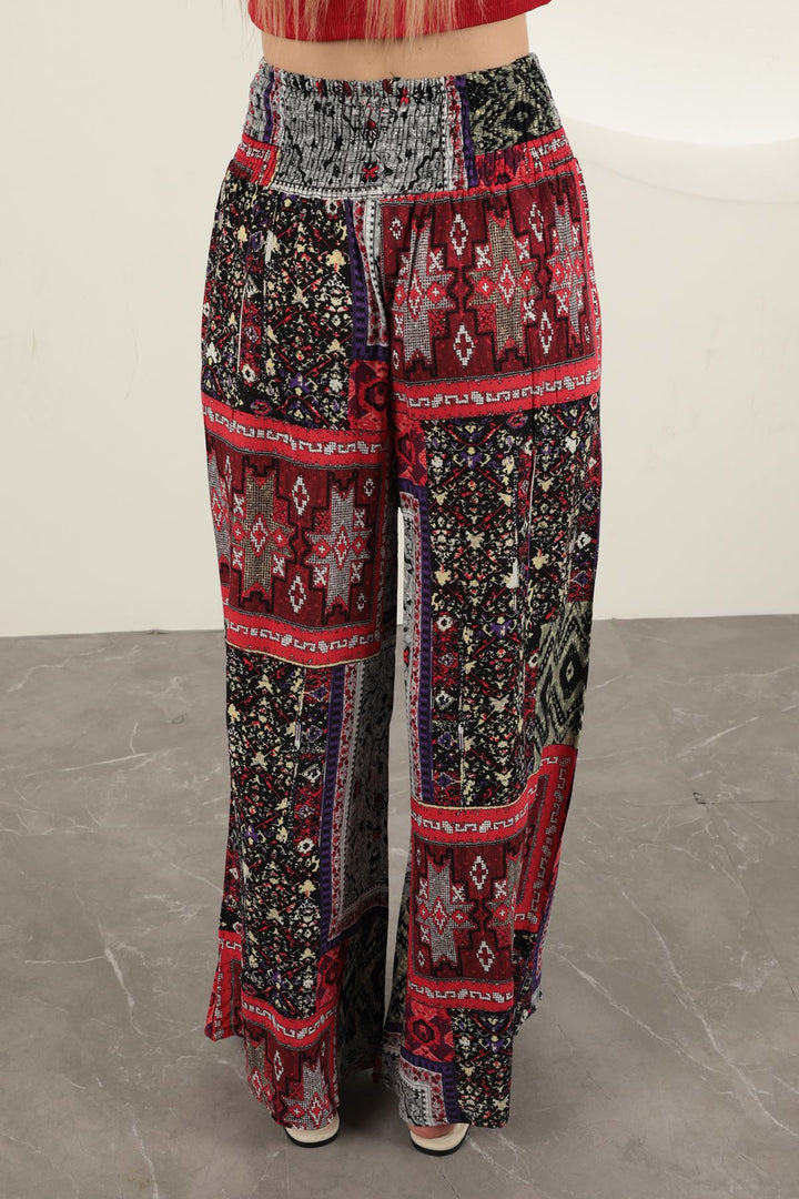 Patchwork Print High-Waisted Palazzo Pants - 9Teen Boutique