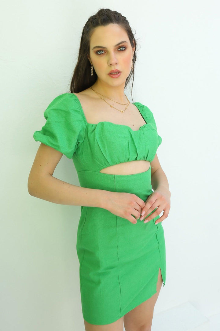 Cut Out Mini Dress Green / M Cut Out Mini Dress Green / M