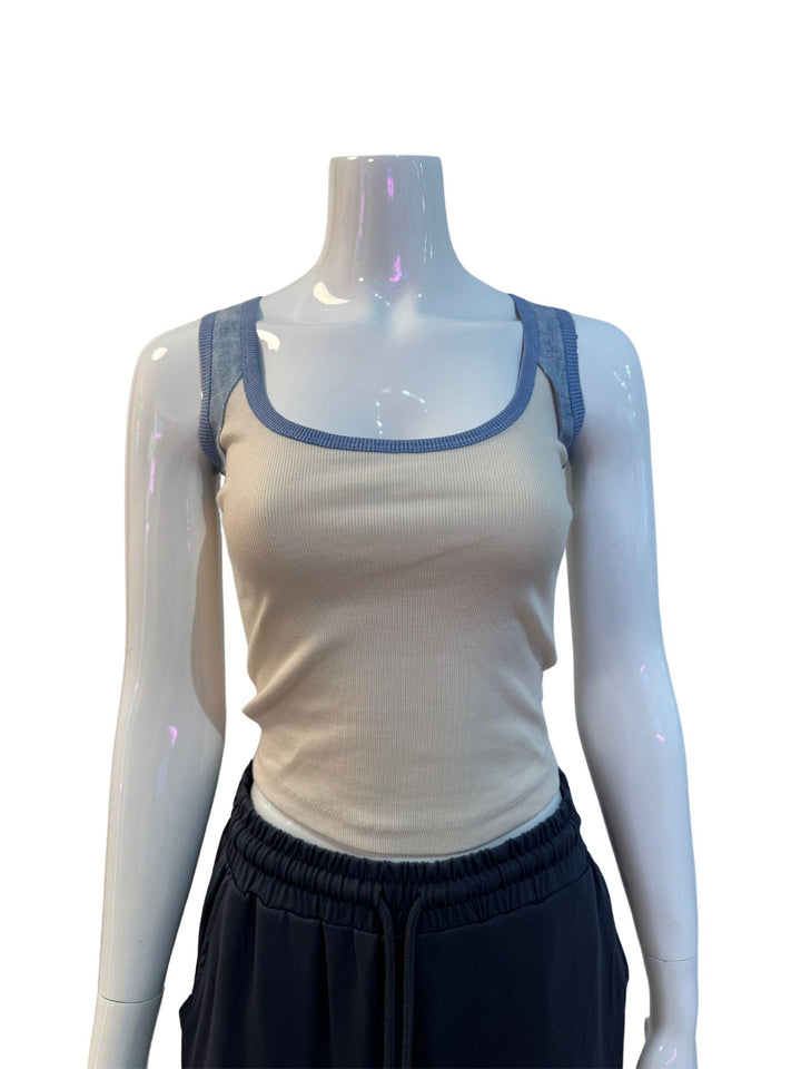 Off White Denim Tank - 9Teen Boutique