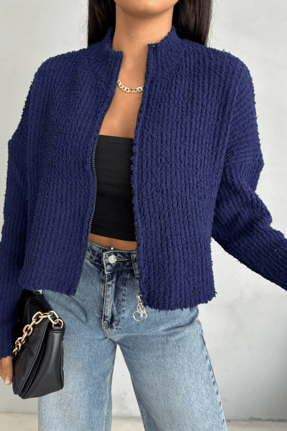 Chenille Zipper Cardigan – 9Teen Boutique