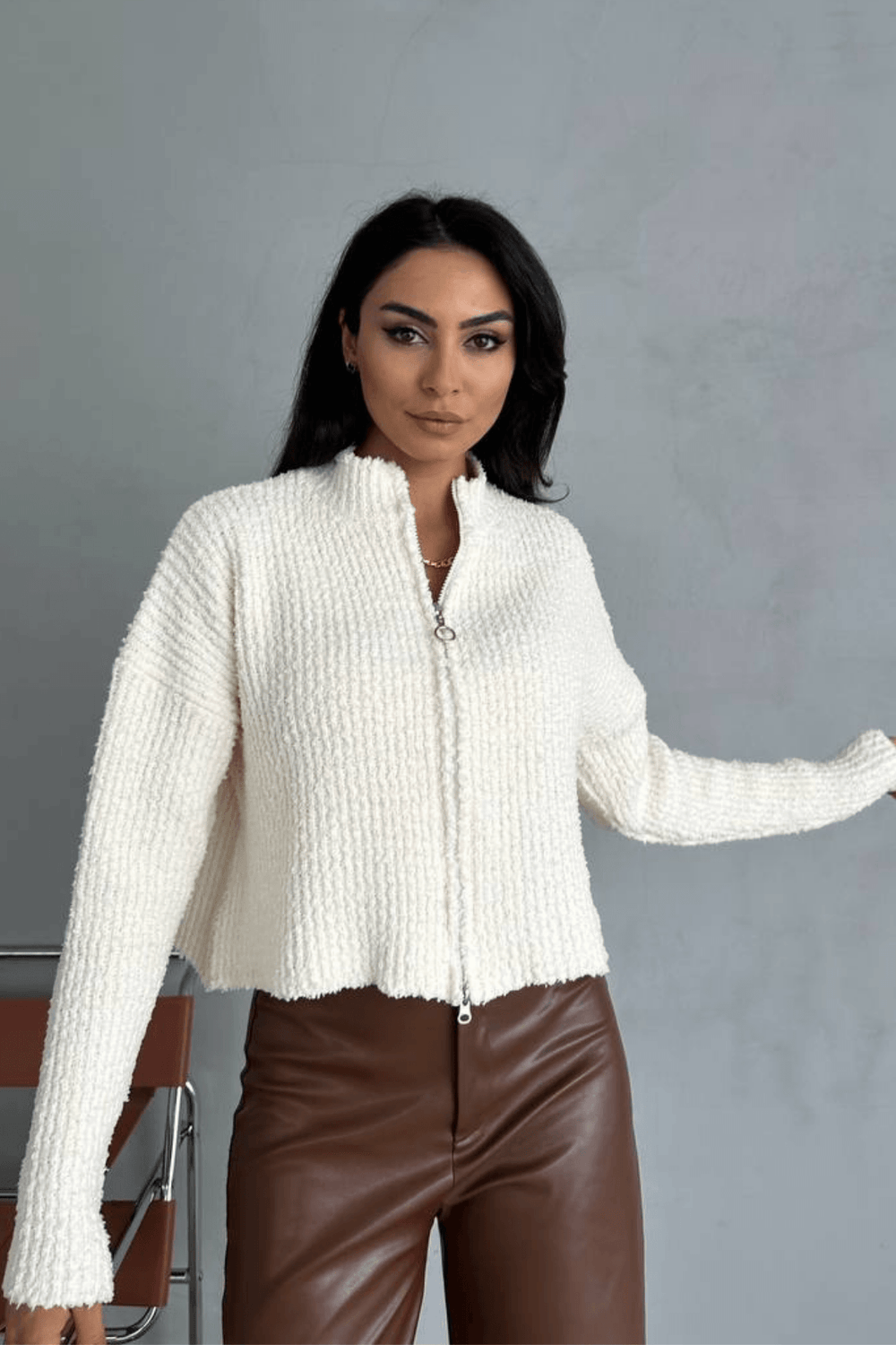 Chenille Zipper Cardigan – 9Teen Boutique