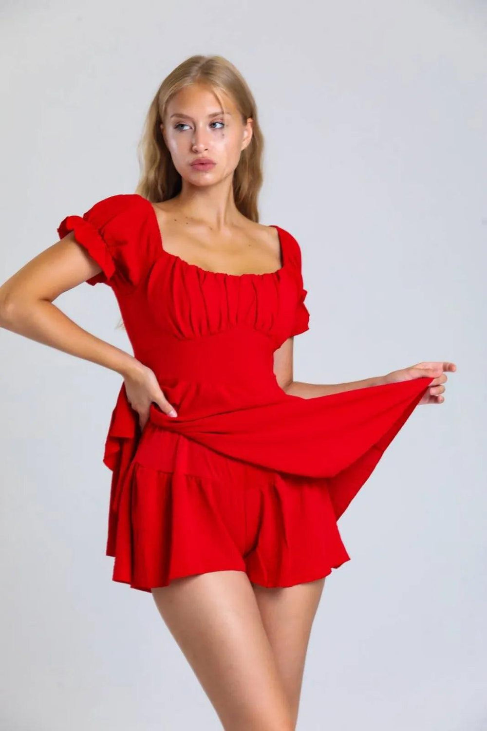 Square Neck Flowy Romper bittersweet / L