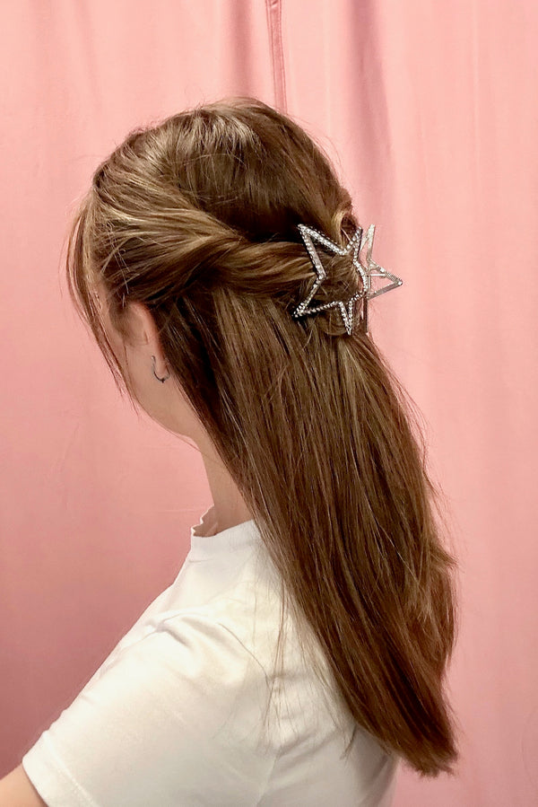 Silver Star Hair Clips