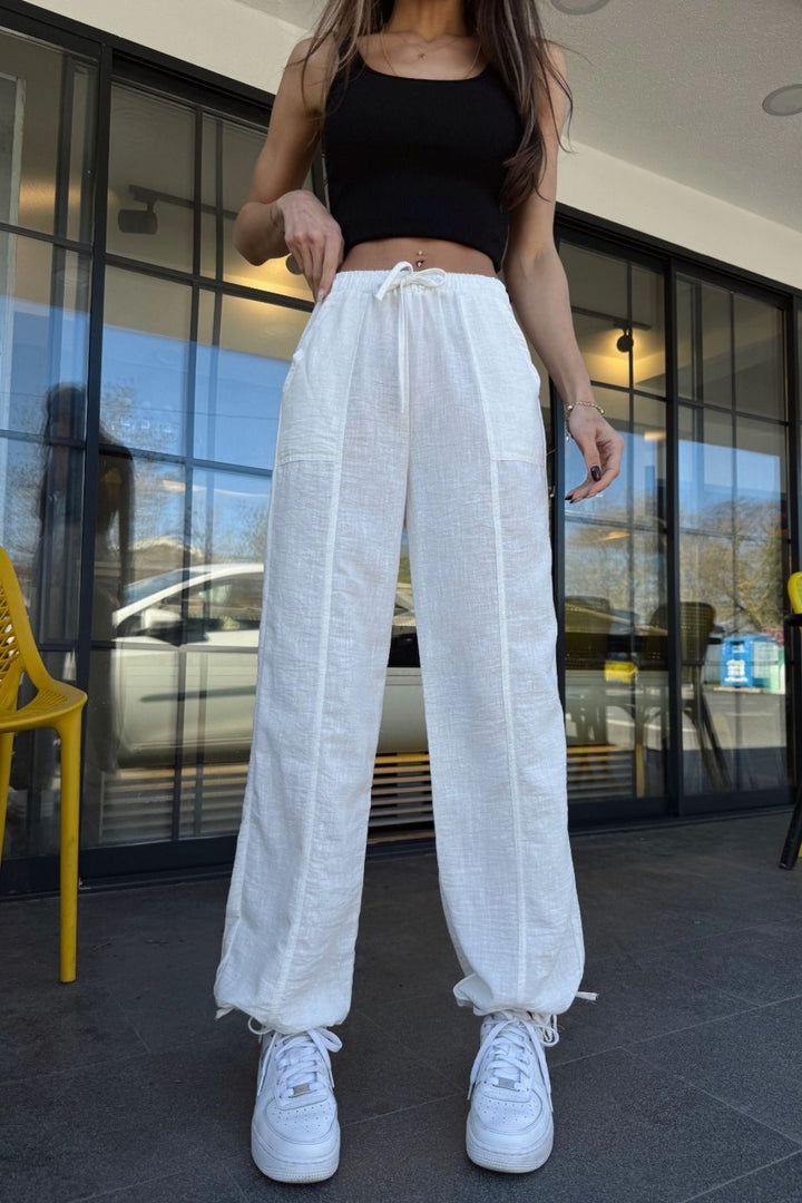 Linen Bottom Tie Pants - 9Teen Boutique