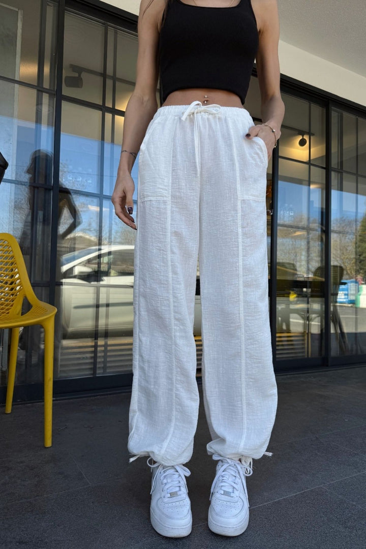 Linen Bottom Tie Pants - 9Teen Boutique