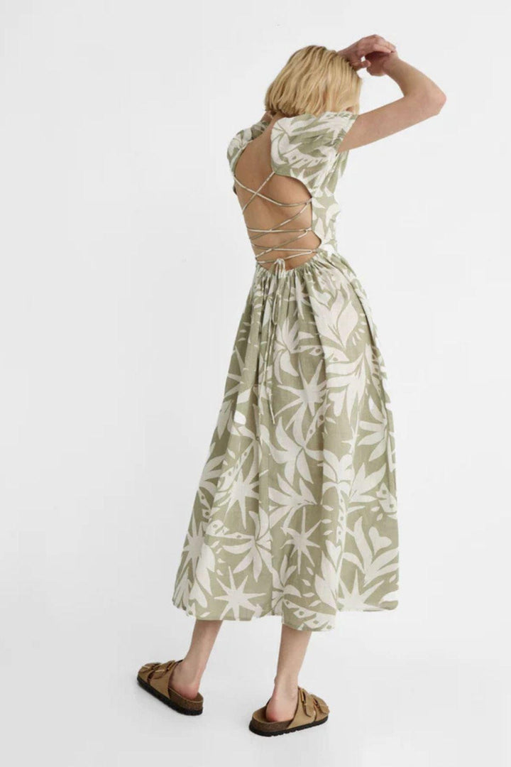 Open Back Tropical Dress - 9Teen Boutique