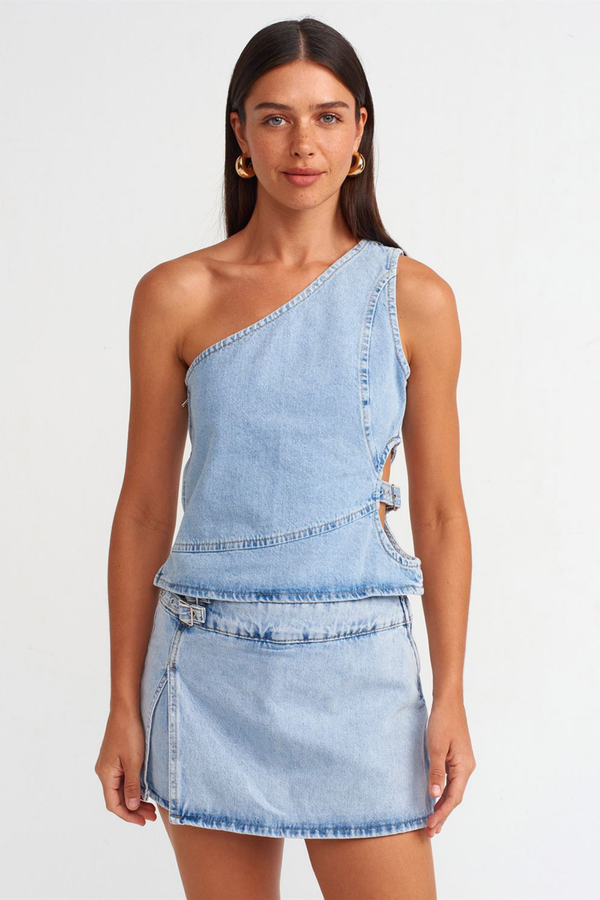 Belt Side Denim Top