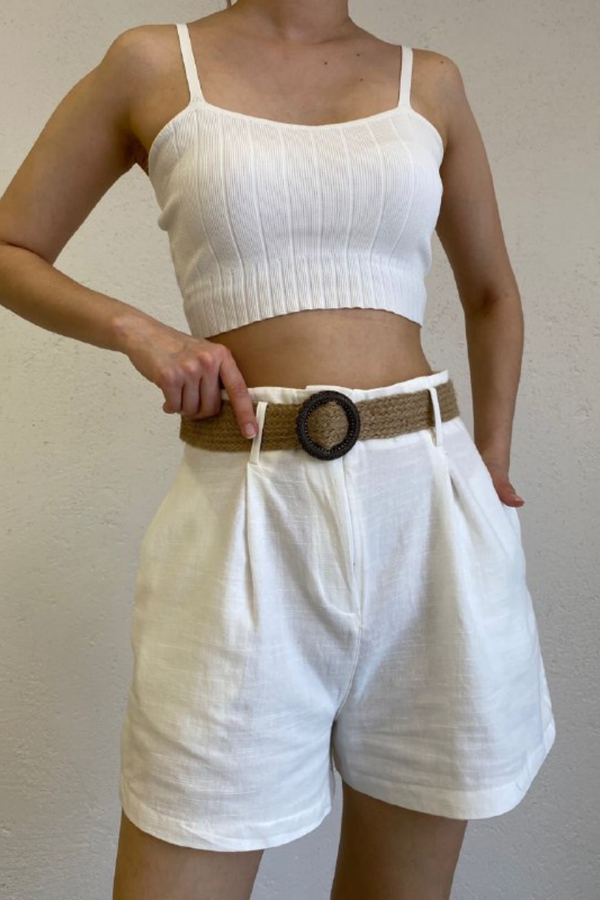 Linen Shorts With Belt