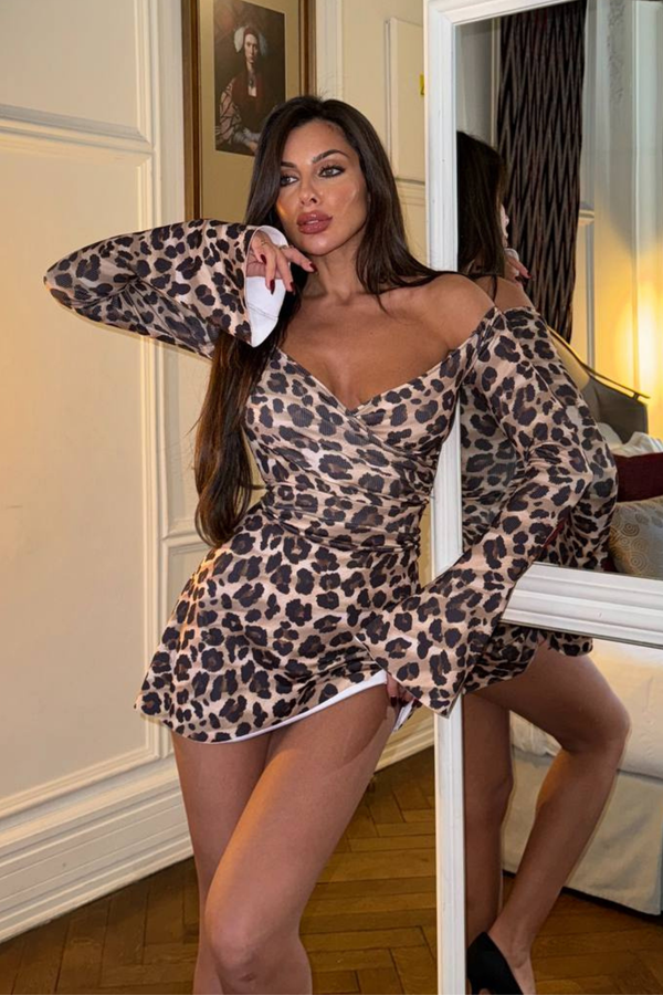 Leopard Long Sleeve Mini Dress