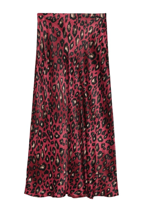 Leopard Burgundy Midi Skirt