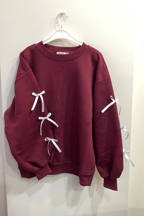 Ribbon Sleeve Sweatshirt