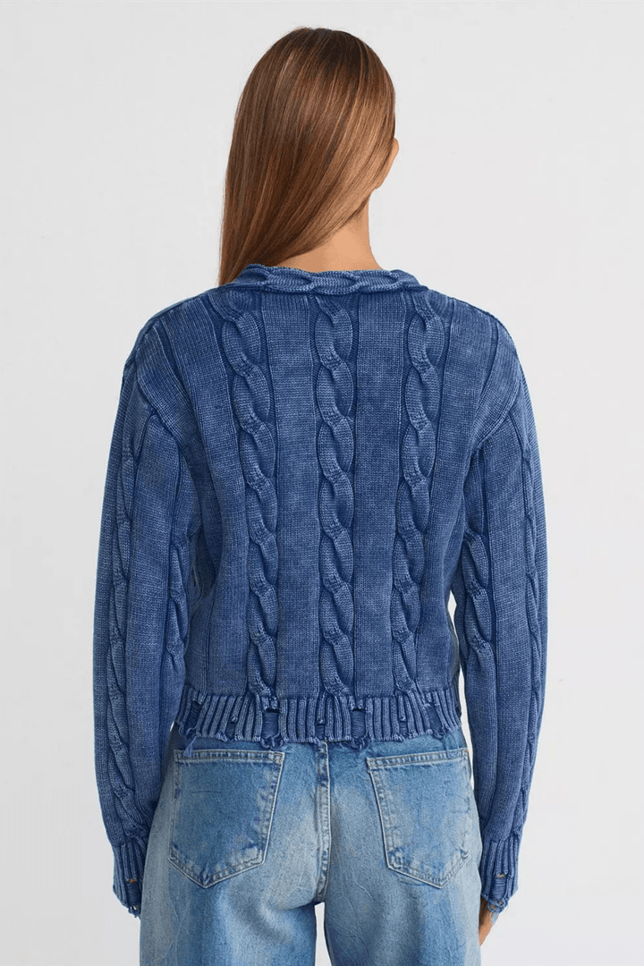 Ripped Hem Knit Cardigan - 9Teen Boutique