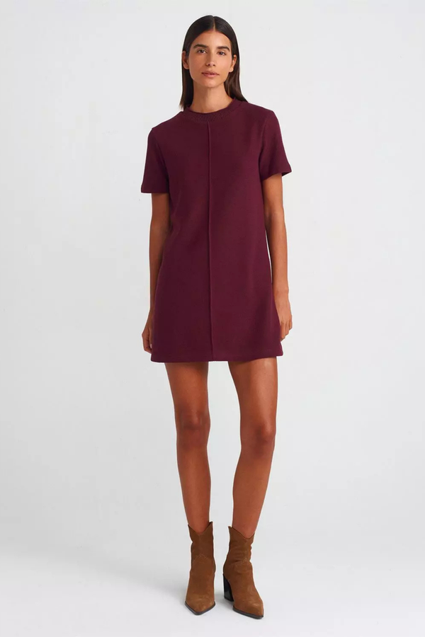 Short Sleeve A-line Mini Dress