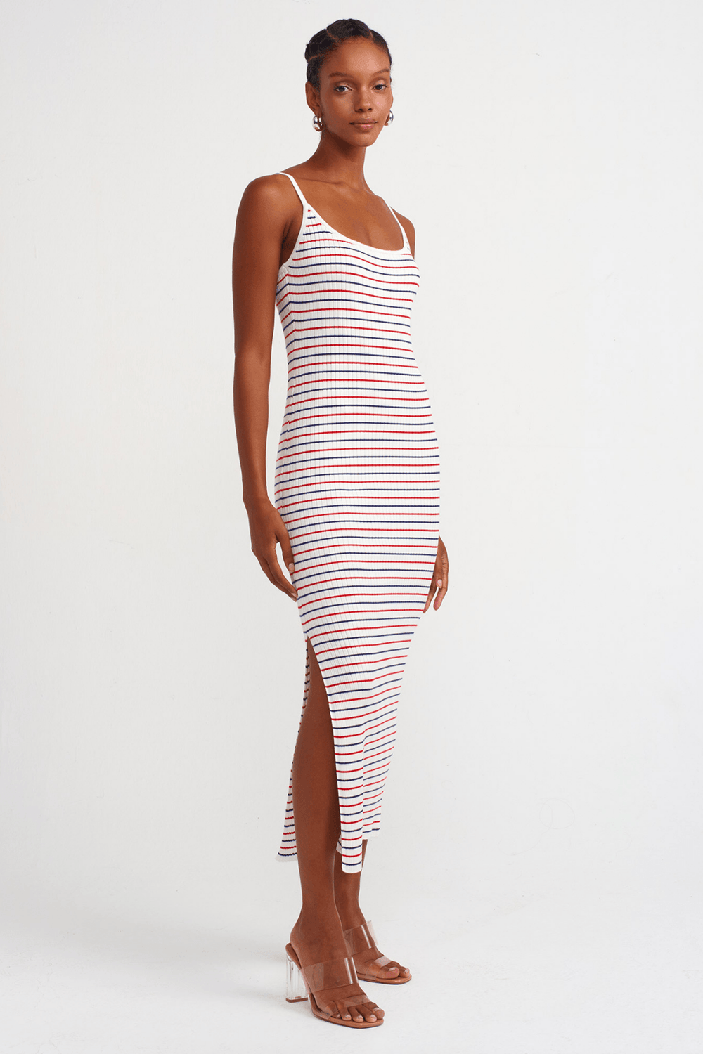 Striped Knit Dress Side Slit 9Teen Boutique Striped Knit Dress Side Slit 9Teen Boutique