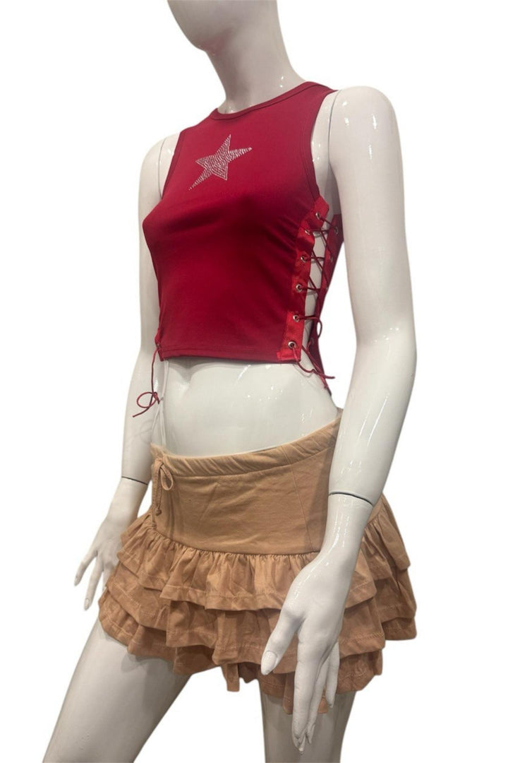Star Lace-Up Crop Top - 9Teen Boutique