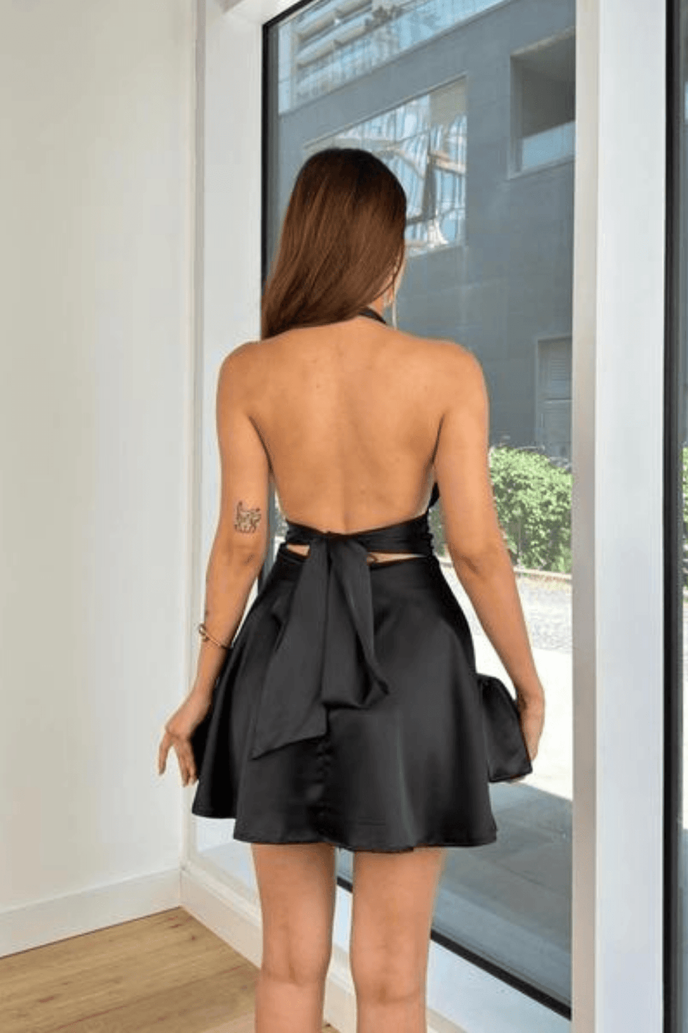Backless Halter Neck Satin Dress – 9Teen Boutique