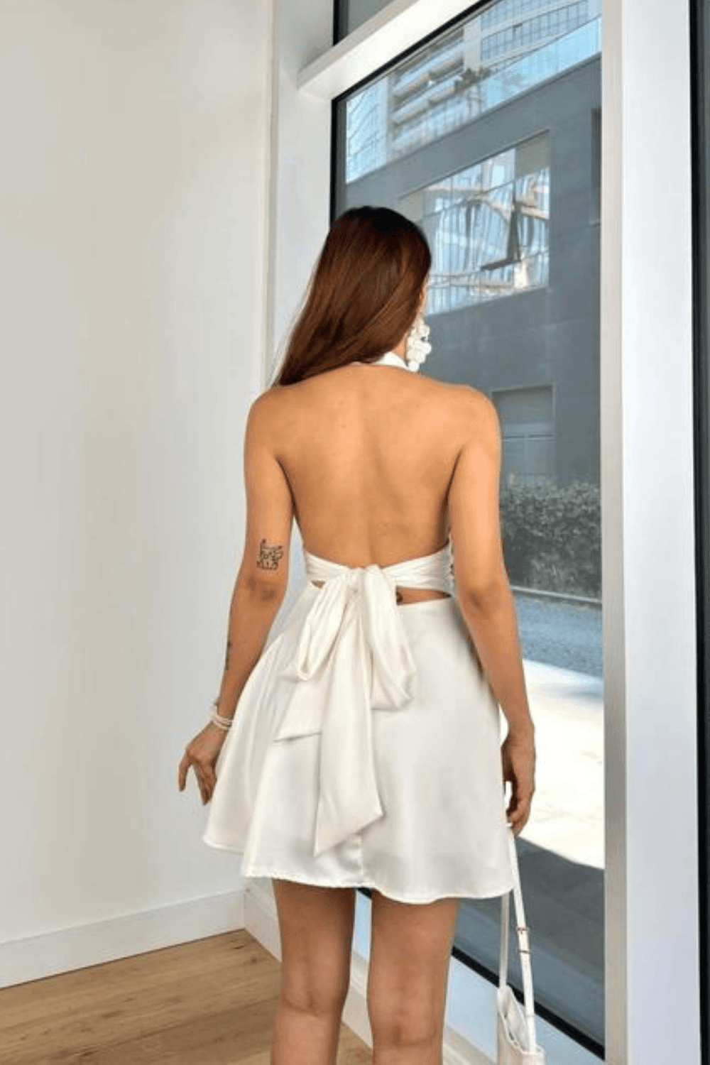Backless Halter Neck Satin Dress – 9Teen Boutique