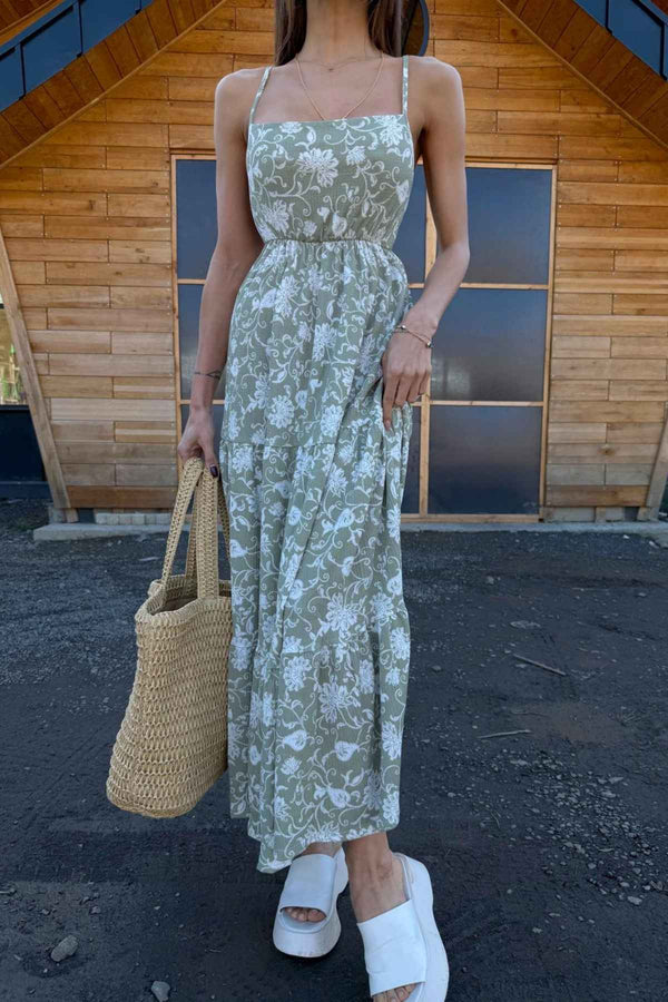 Sage X Back Maxi Dress