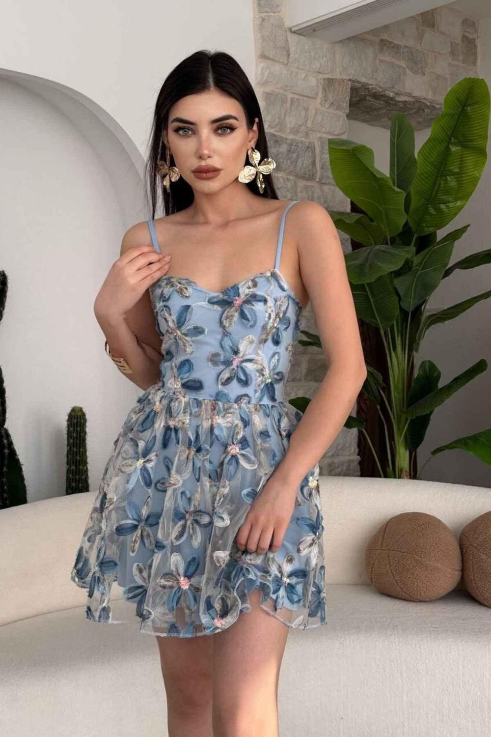 sachin and babi light blue dress Off-The-Shoulder Long Glitter Prom Dress with Gloves Fuchsia / 4 main image 0