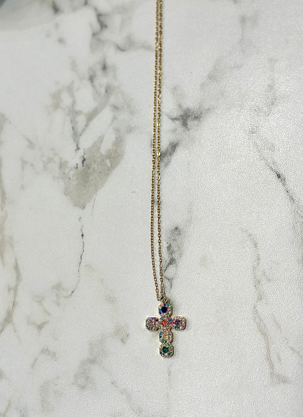 Mini Crystal Cross Necklace - 9Teen Boutique