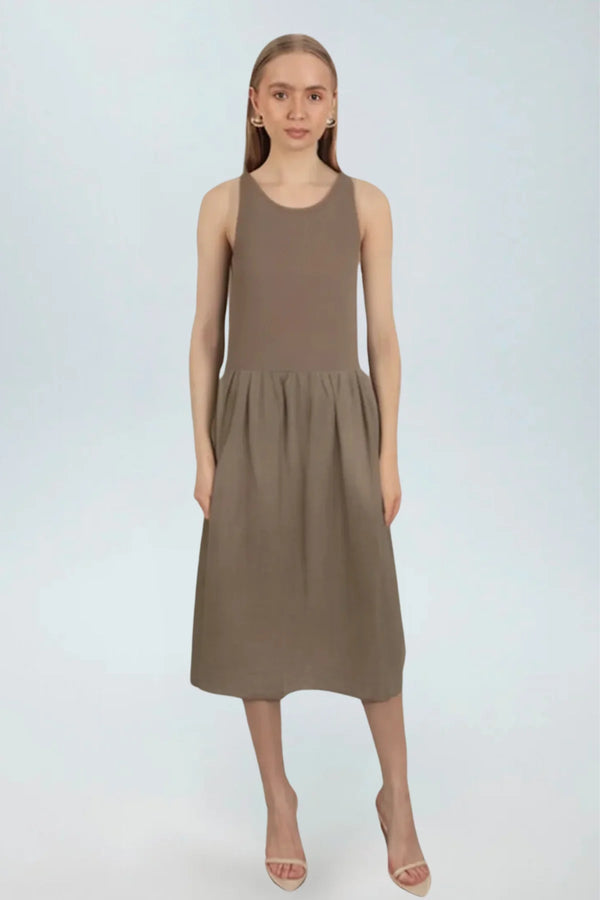 Shirred Midi Dress