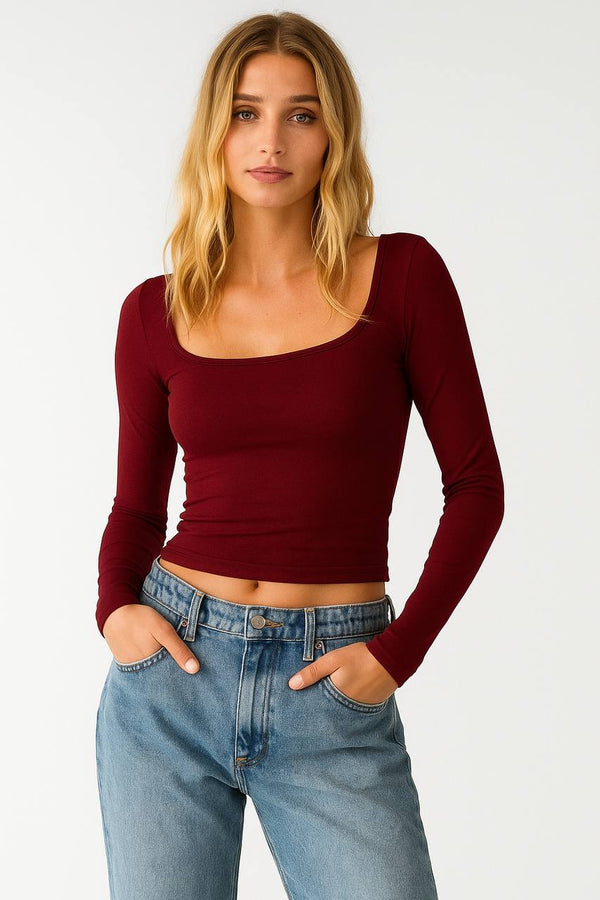 Square Neck Long Sleeve