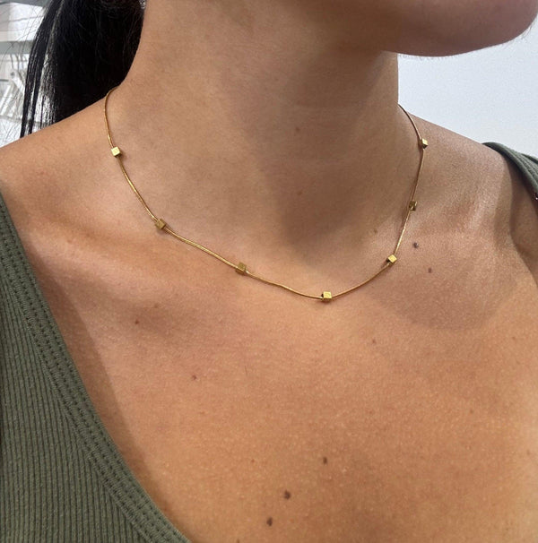 Golden Cubes Necklace - 9Teen Boutique