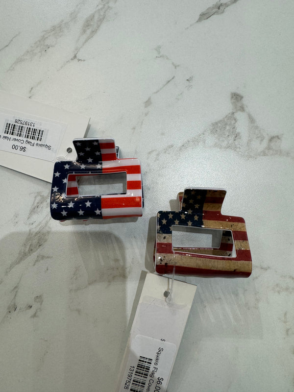 Square Flag Cover Hair Clips