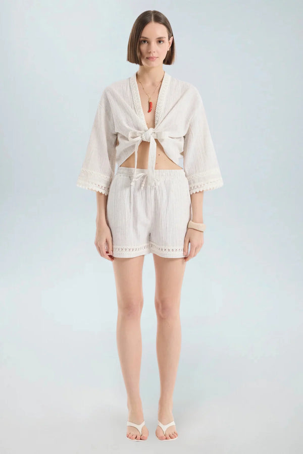 Embroidery Linen Shorts - 9Teen Boutique