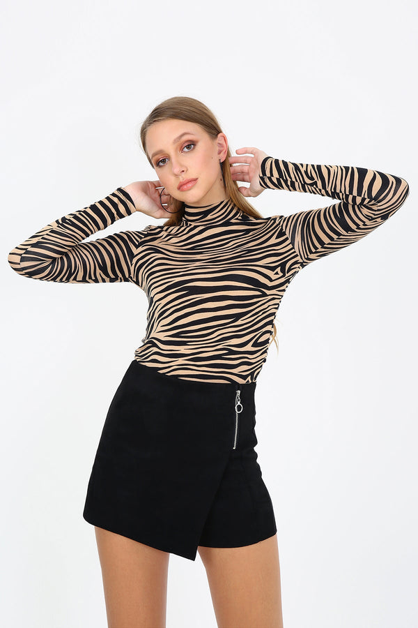 Zebra Turtleneck Long Sleeve